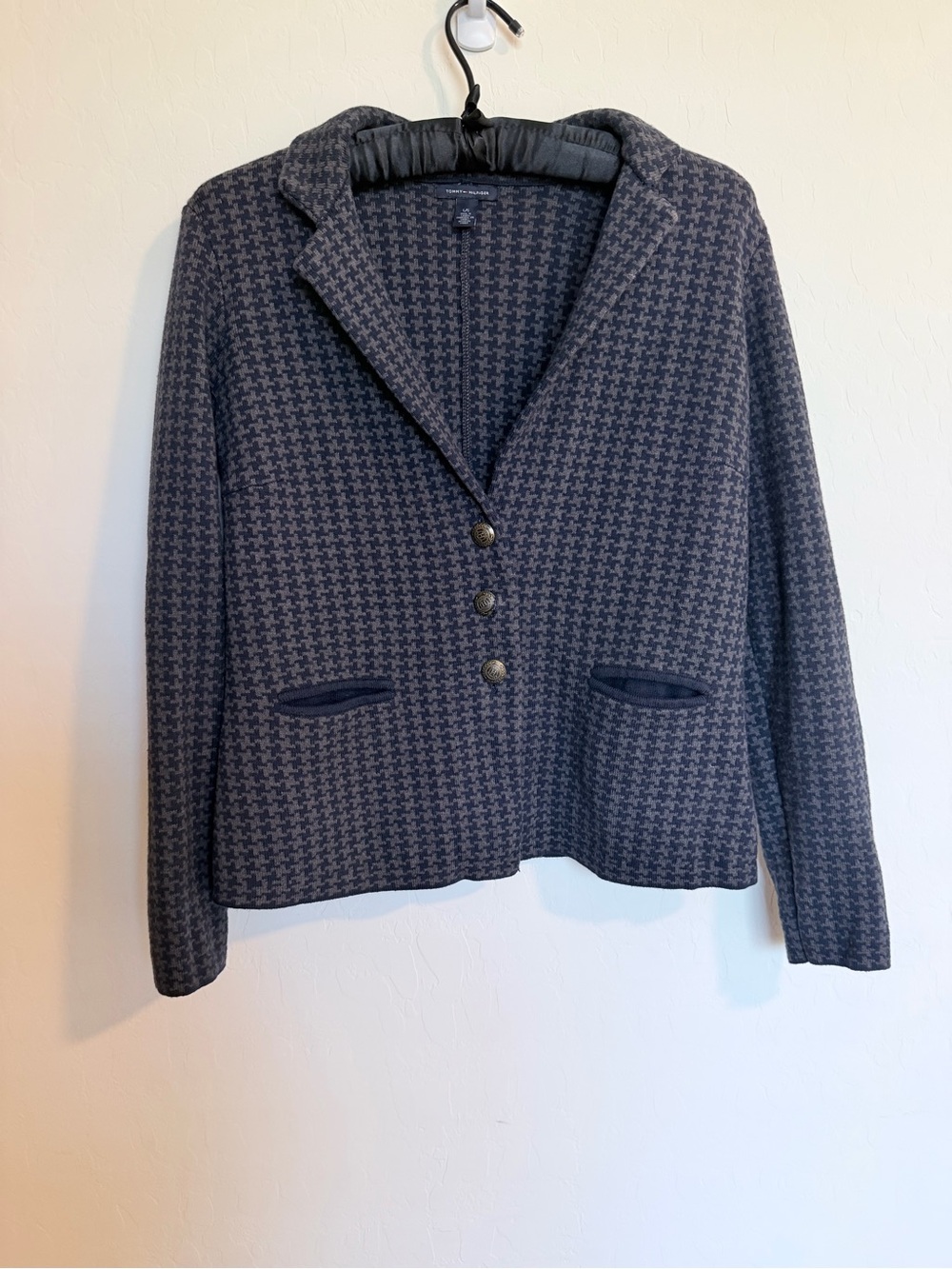 Tommy Hilfiger Navy Houndstooth Blazer Jacket